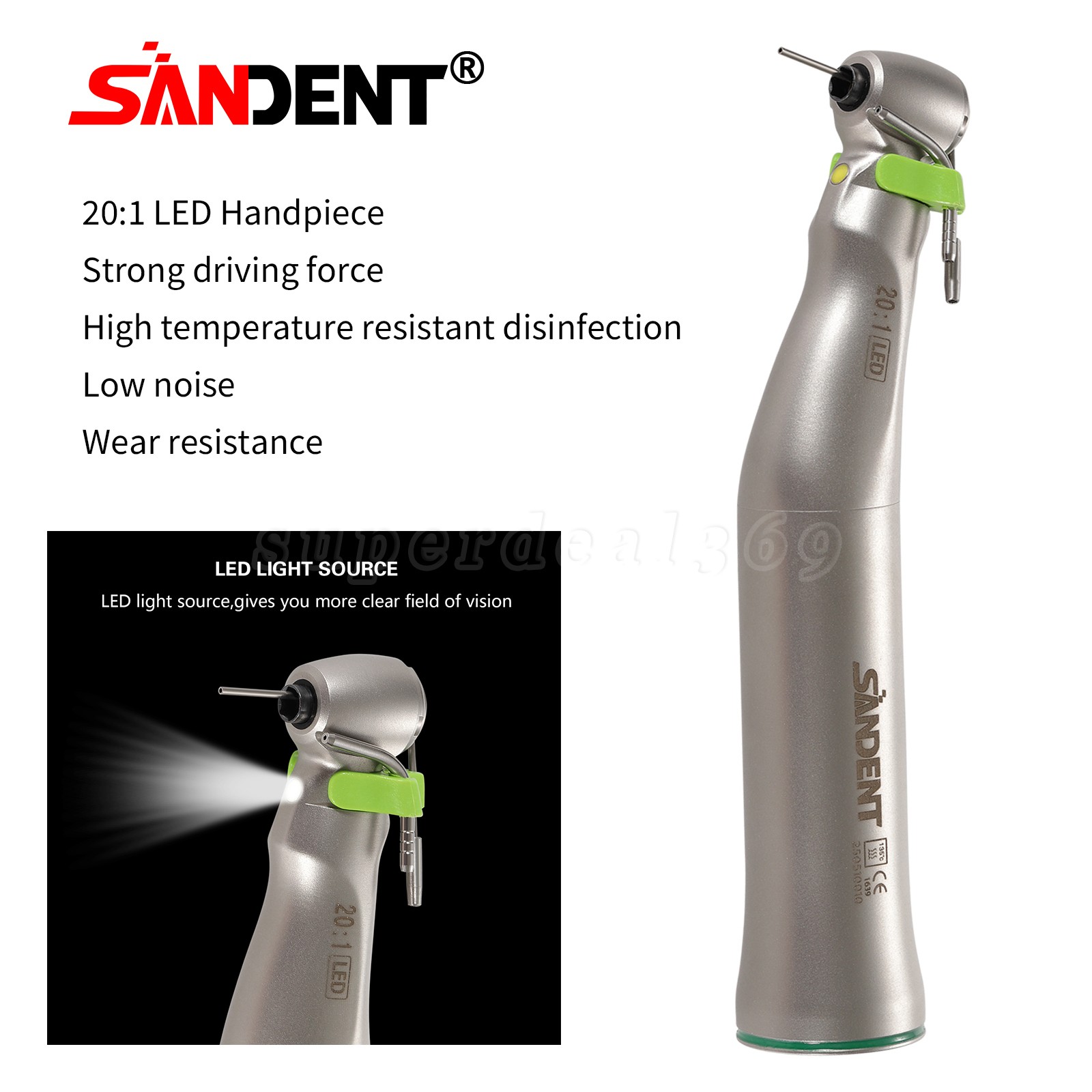 1-5 PCS led+, Surgical Contra Angle Dental Handpiece, LED 20:1 ds