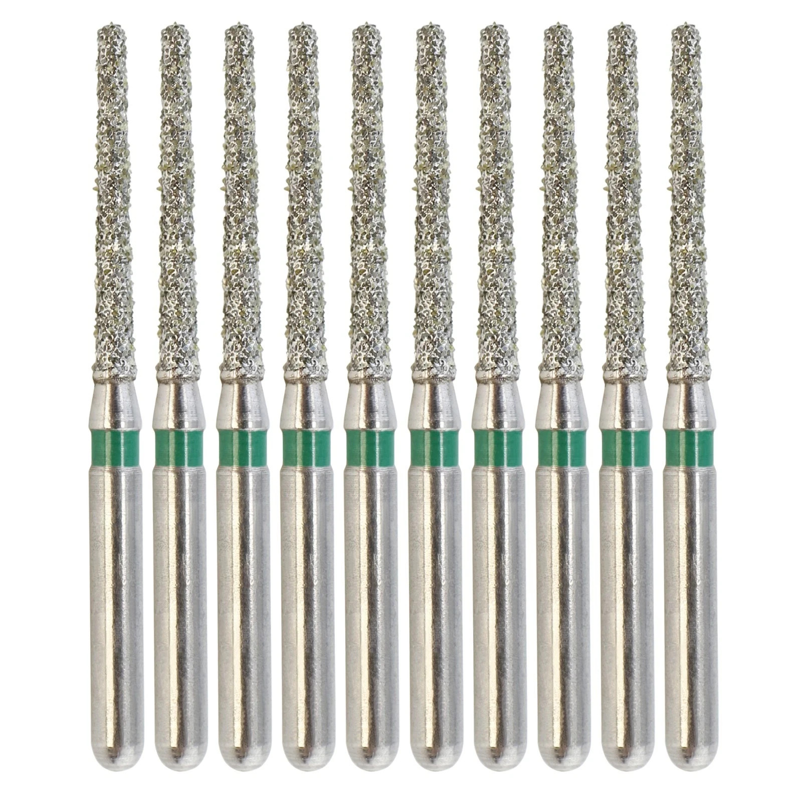 10 Pcs/Pack Dental High Speed Diamond Burs Round End Taper Super Coarse Fine Bur