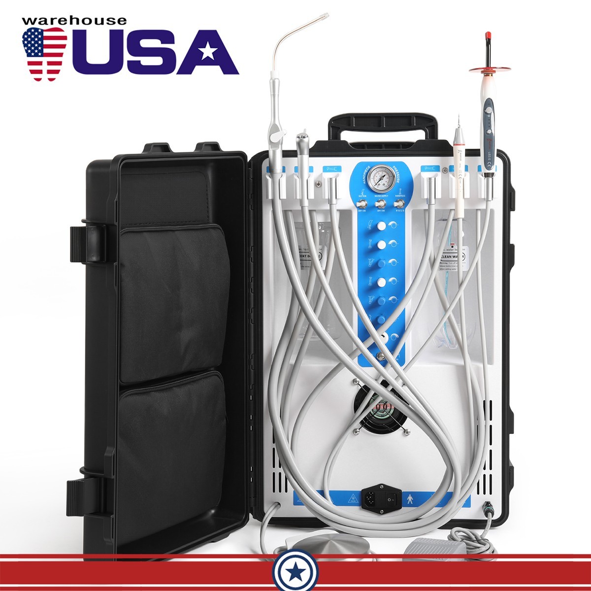 Portable Dental Unit Delivery Cart with Air Compressor/Dental Suction System