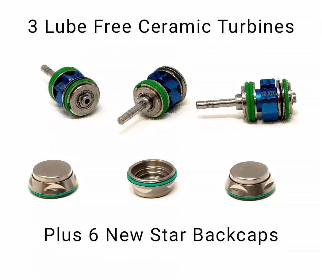 3 Star 430 SWL Turbines Push Button Ceramic INTEGRAL SHIELD + 6 Back Caps
