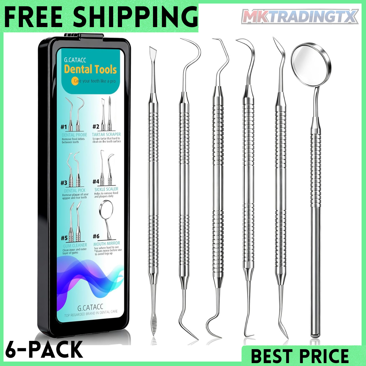 Dental Tools, Dental Pick for Teeth Cleaning, Stainless Steel Hygiene Kit