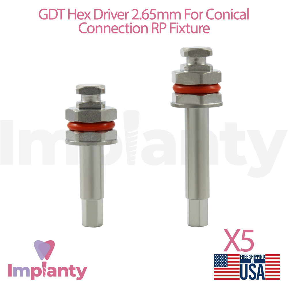 5x GDT Hex Driver 2.65mm Conical Connection Regular Platform (RP) Dental Tool