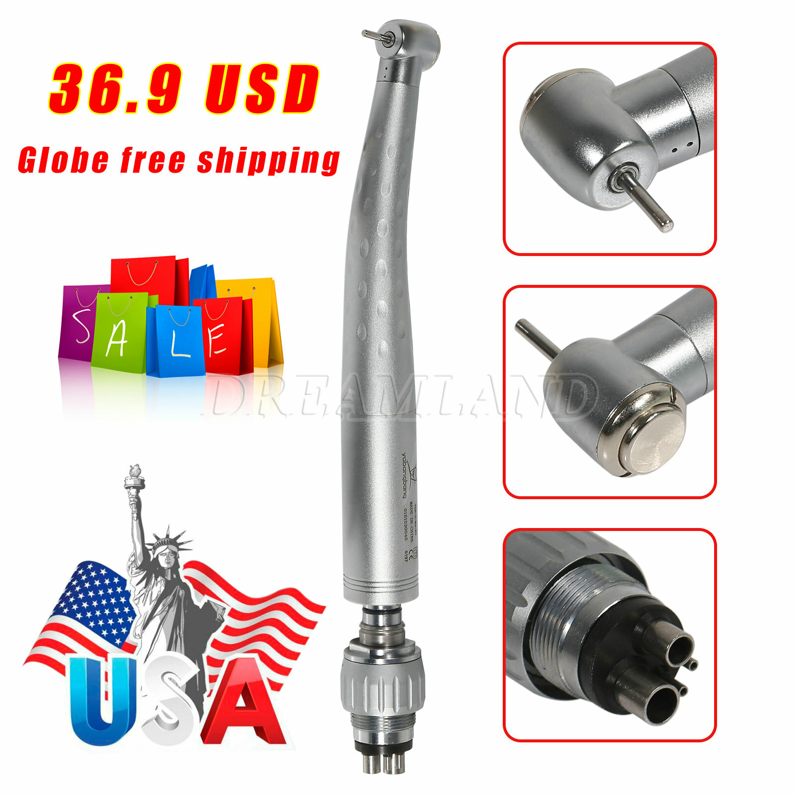 Dental High Speed Handpiece with 4 Holes Swivel Quick Coupler Coupling R/
