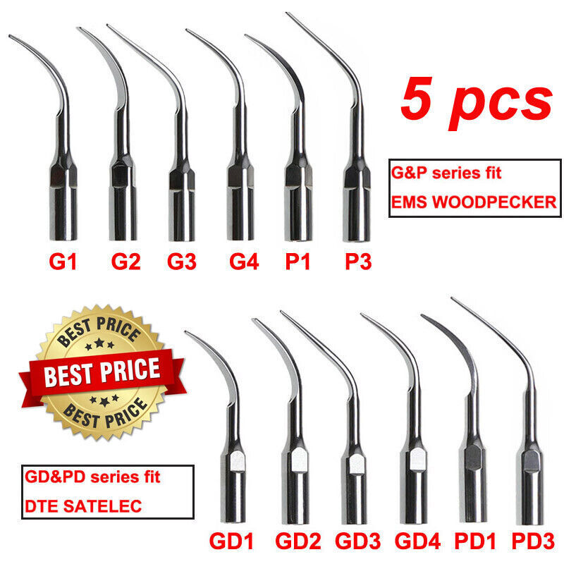 5pcs Dental Ultrasonic Scaler Scaling Perio Tips Fit Woodpecker EMS/DTE SATELEC