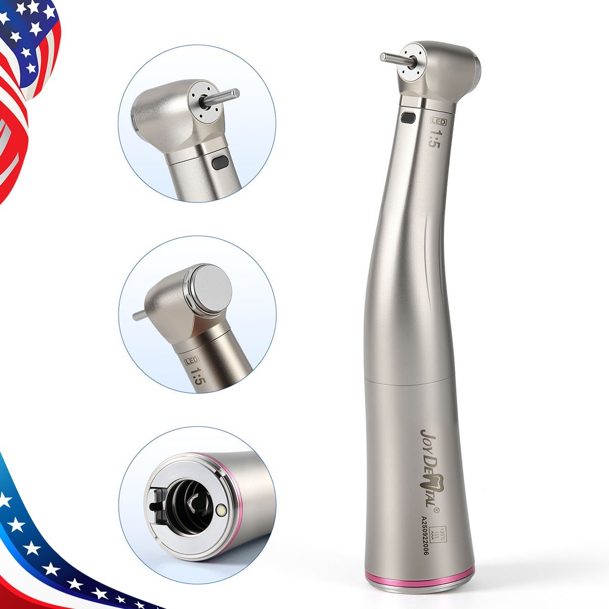 Dental 1:5 Increasing LED Fiber Optic Electric Contra Angle Handpiece Mini Head