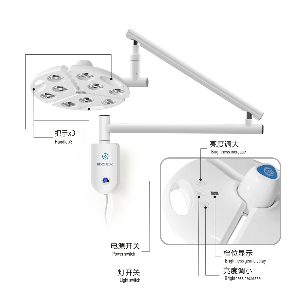 360mm Wall-Mounted Surgical Lamp Lighting 90W Dental Shadowless Exam Lamp