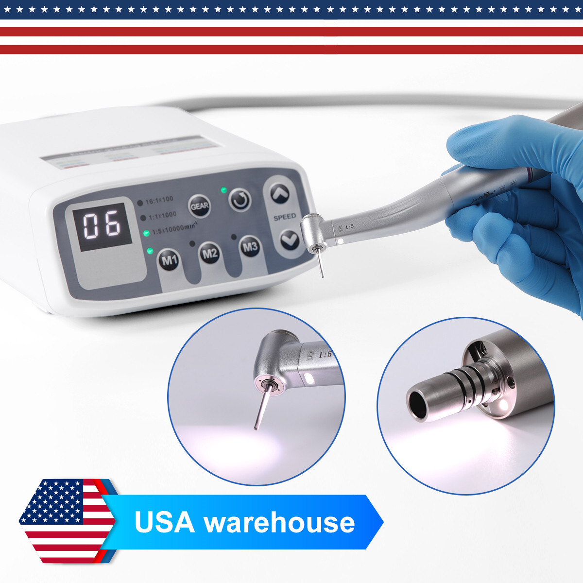 AZDENT Dental Brushless LED Electric Micro Motor 1:1/1:5/1:4.2 Handpiece