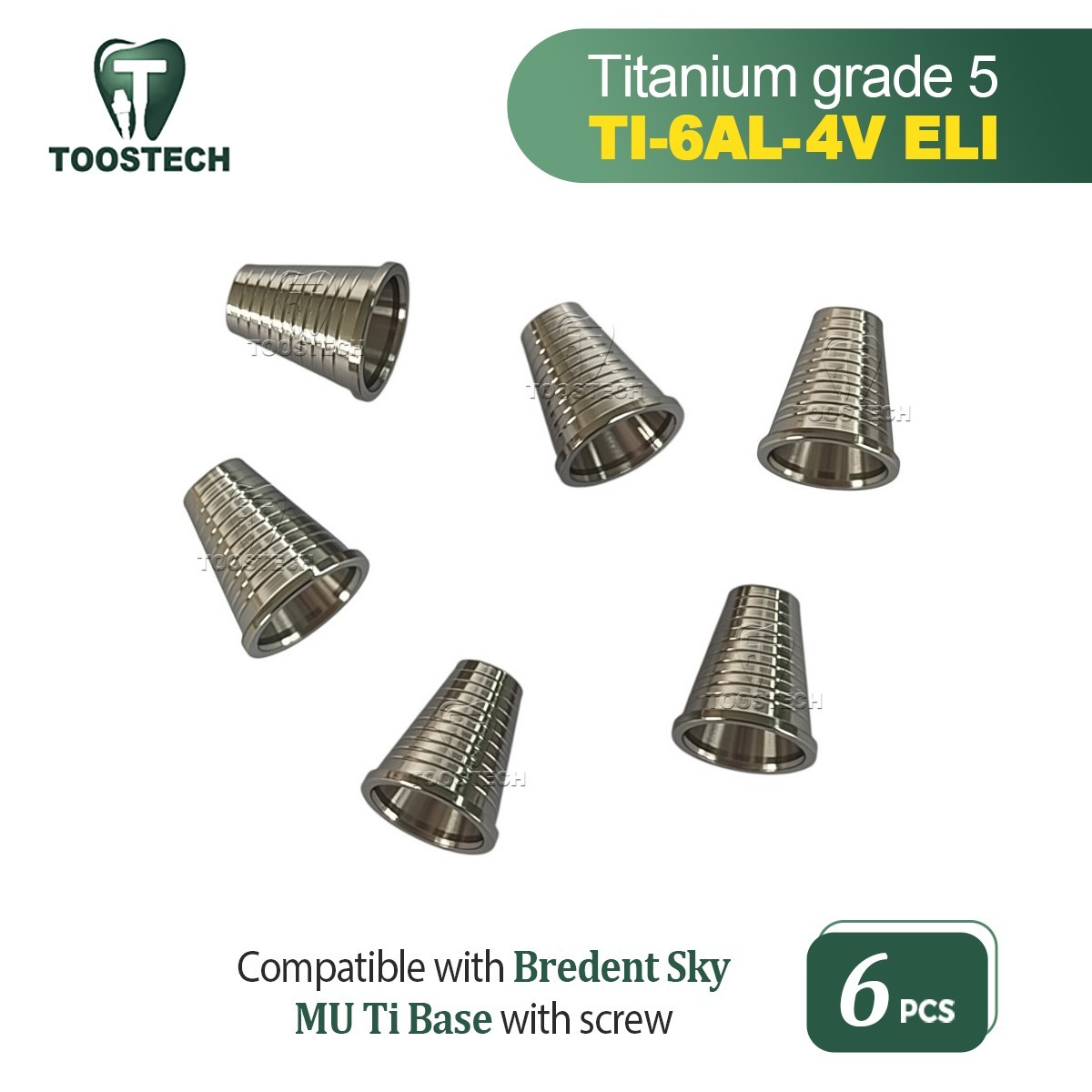 6pcs MU Ti Base for Multi unit abutment MU titanium base compatible Bredent Sky