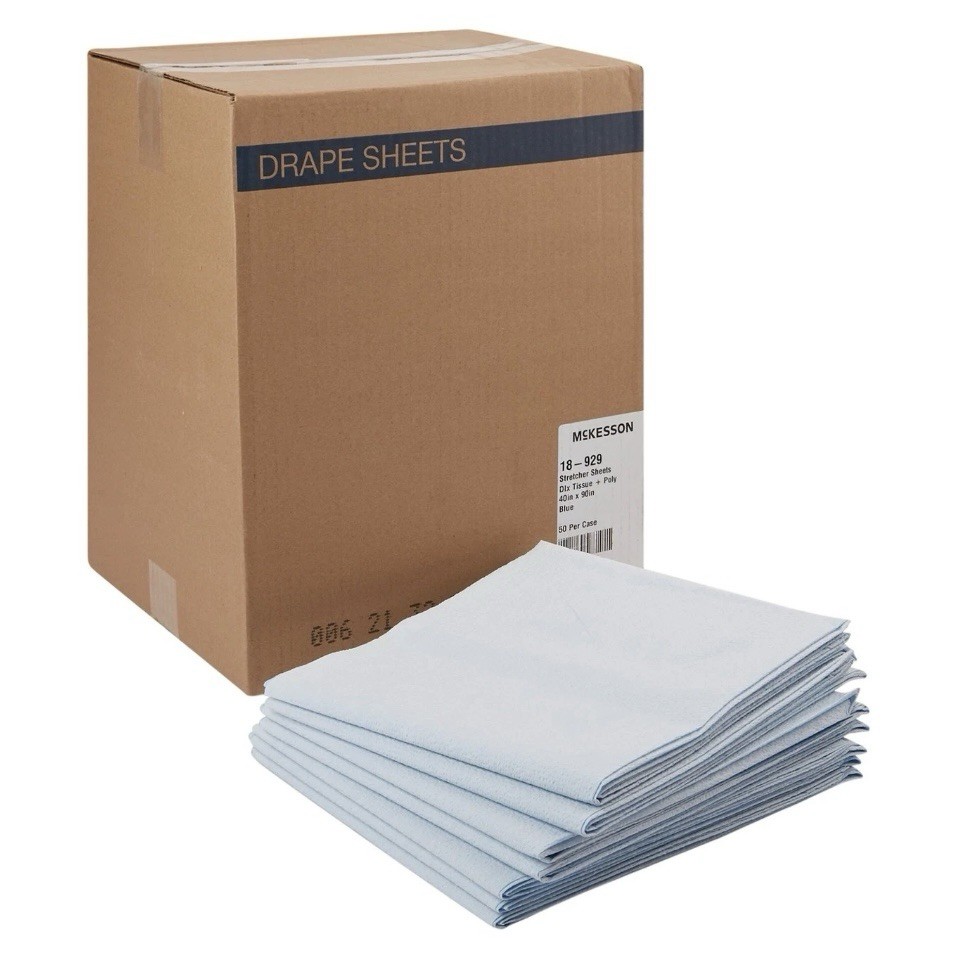 McKesson Stretcher Sheet Blue 40 Inches Wide X 90 Inches Long 18-929 50 per Case