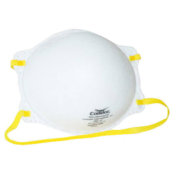 Condor Disposable Respirator, N95, Molded, Dual, Non-Adjustable, Metal Nose