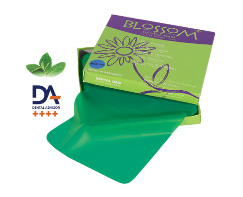 Rubber Dam Blossom 5 x 5 Green Dental Dam 52pk