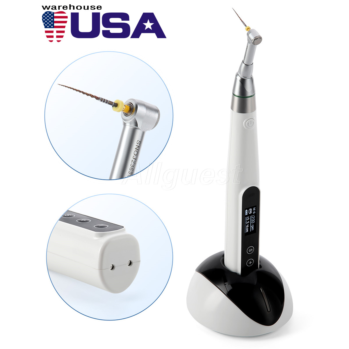 AZDENT Dental Cordless LED Endo Motor 16:1 Contra Angle Handpiece AZ-1