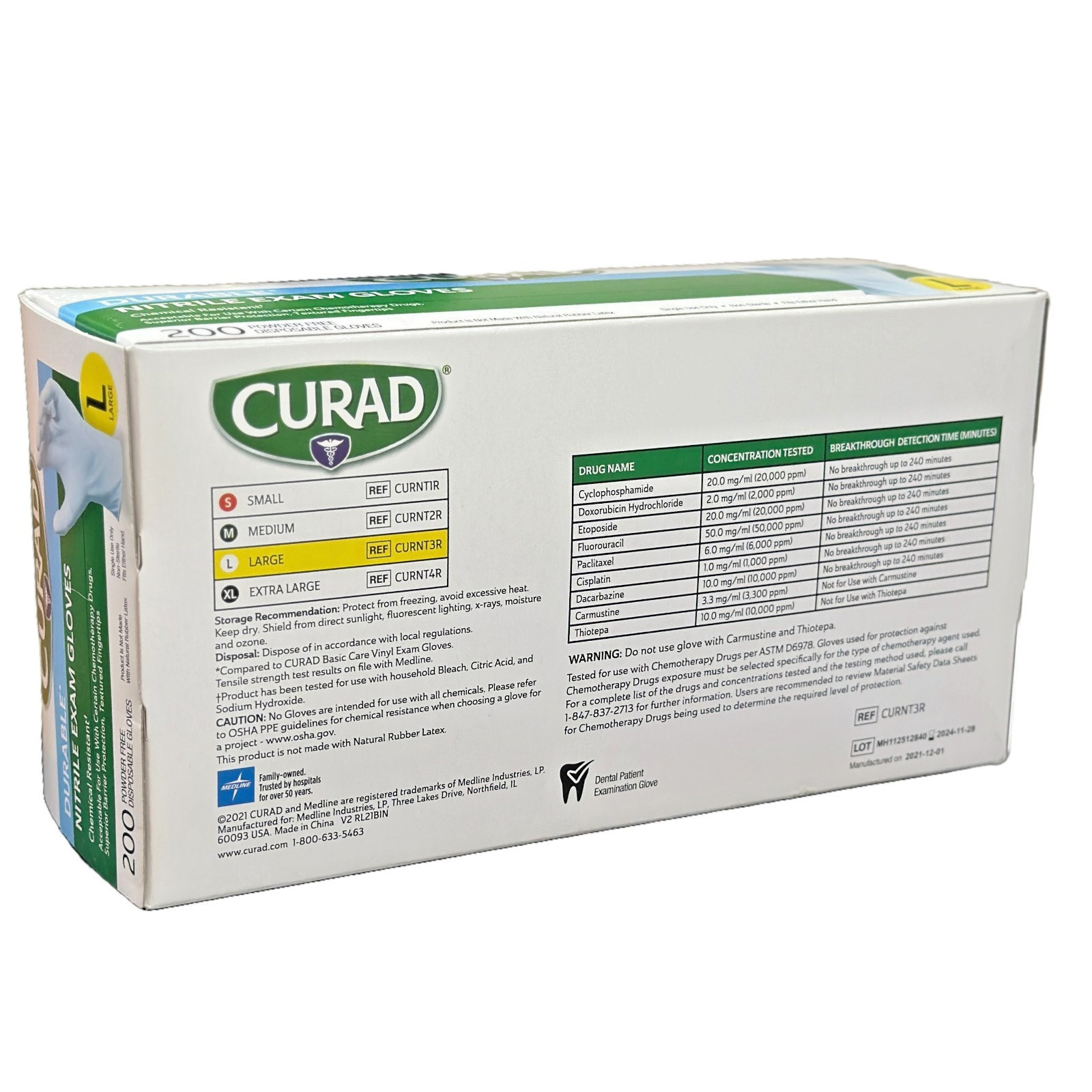 CURAD Durable Nitrile Exam Gloves – Size L (Lot of 3 Boxes x 200 cts)