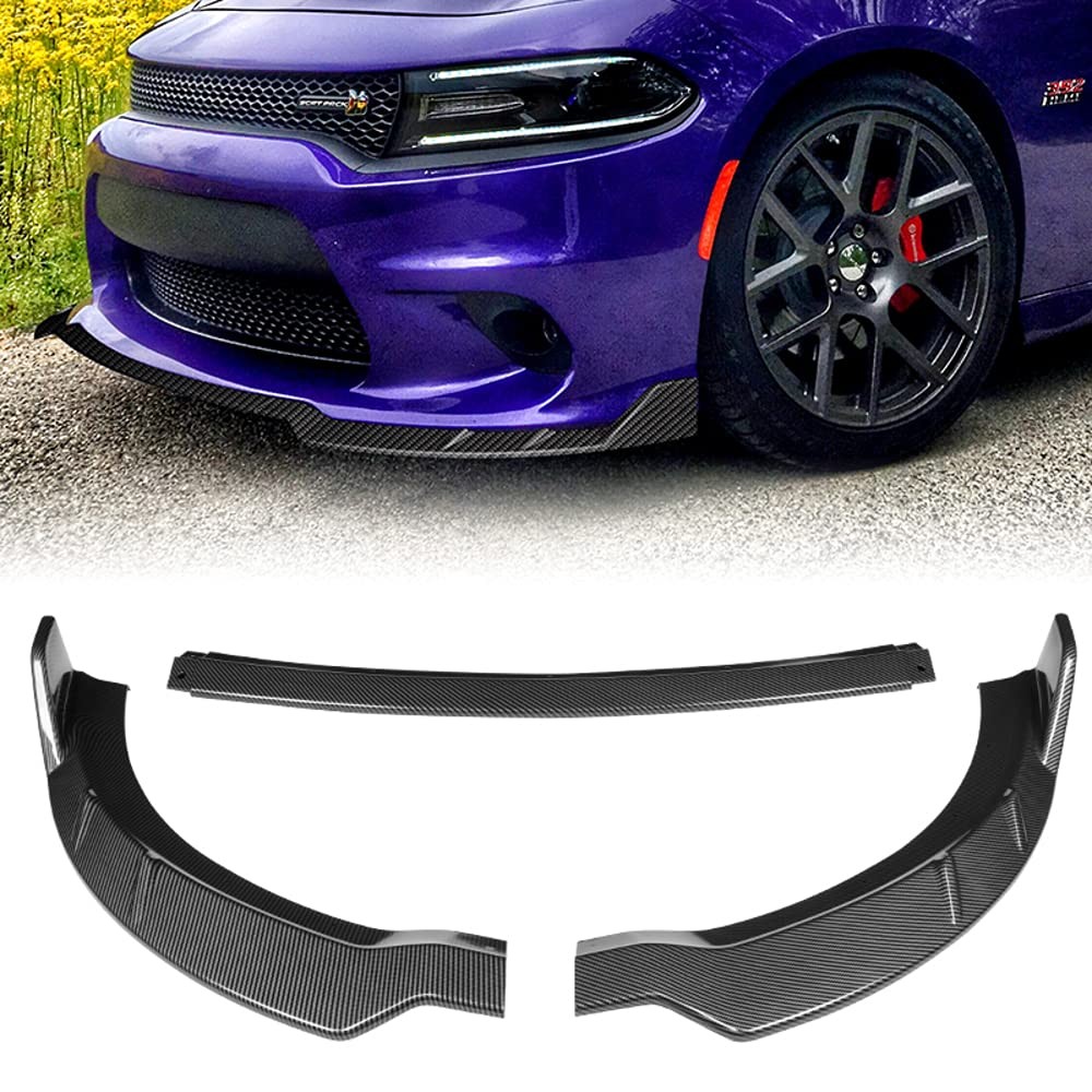 Front Bumper Lip Splitter for 2015-2023 Dodge Charger SRT ABS Painted Carbon
