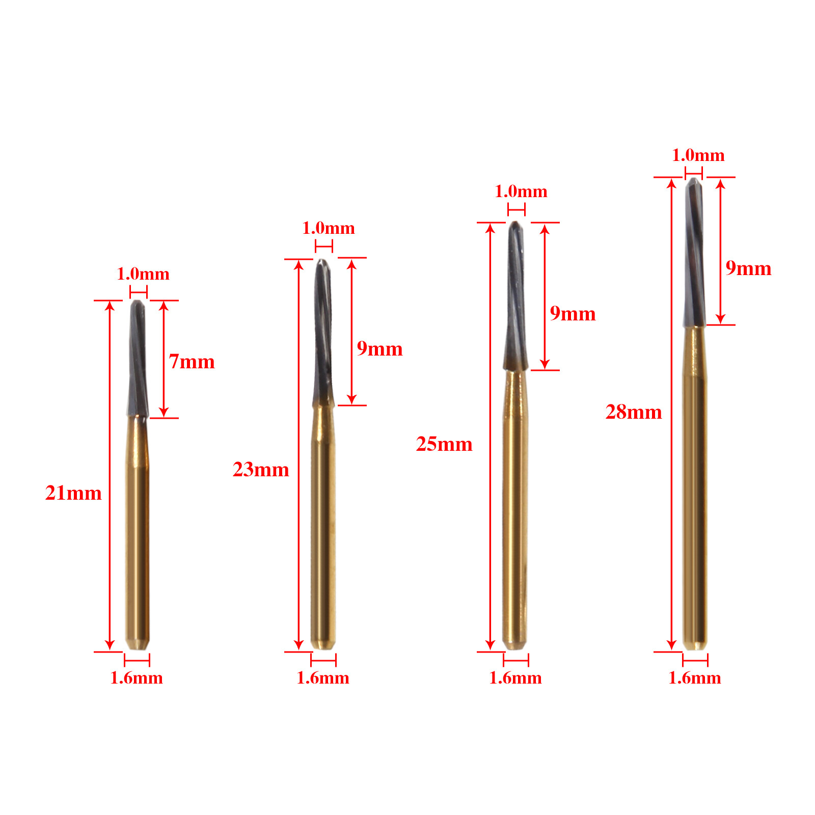Dental Lab Drill Carbide Tungsten Steel Finishing FG ENDO-Z Burs 21/23/25/28MM