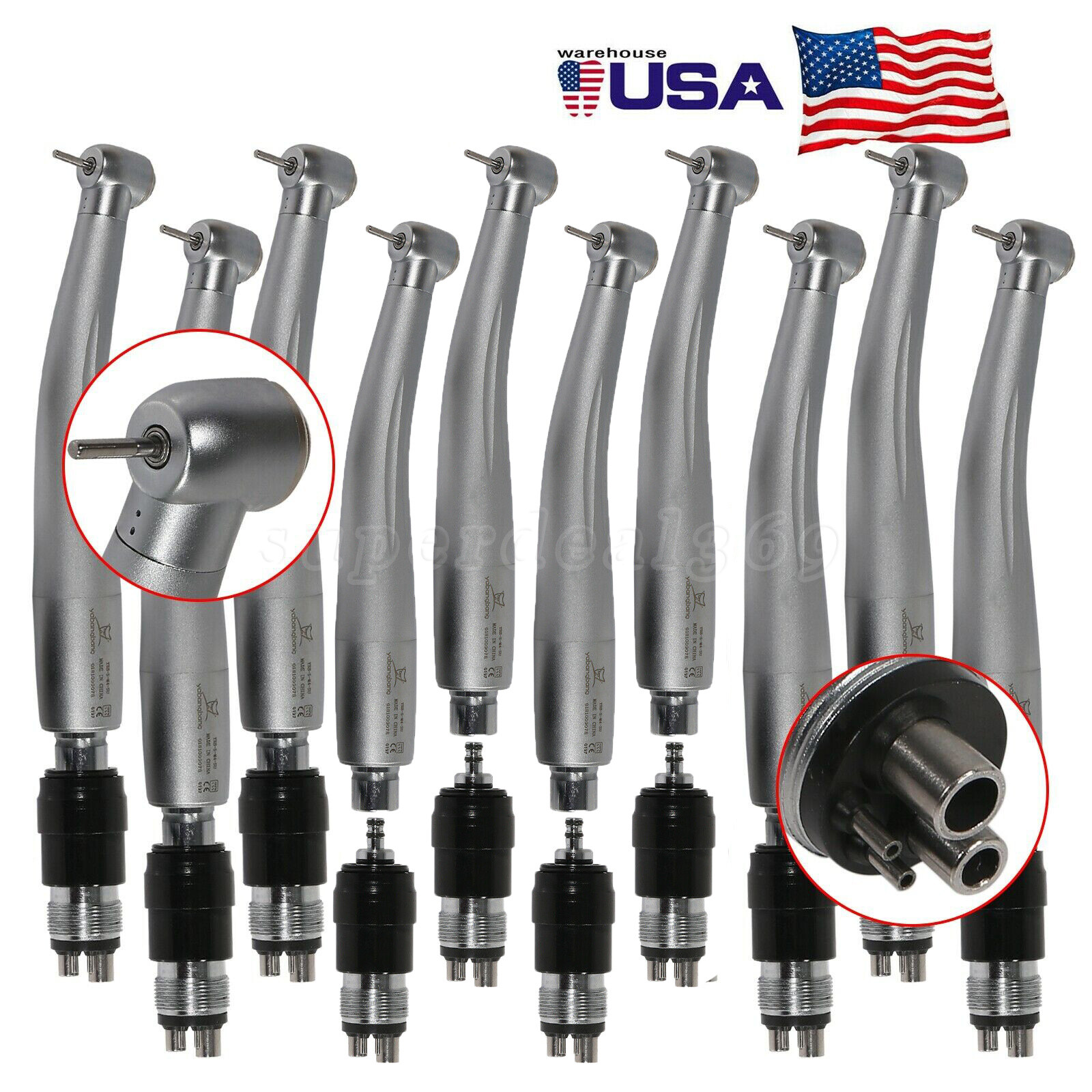 10* NSK STYLE Dental High Speed Turbine Handpiece w/ 4 Hole Quick Coupler YBNK4