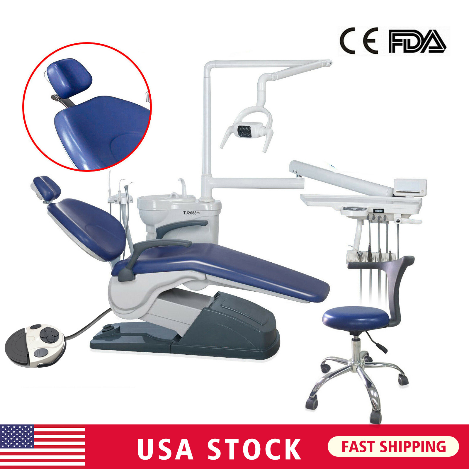 Oral Surgery Dental Medical Patient Chair+Stool +Multi-functional Foot Pedal+DDS