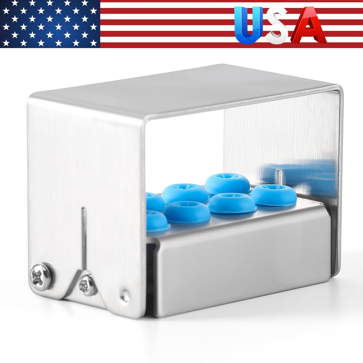 8 Holes Dental Bur Holder Disinfection Block Case Box Dentist Stand Autoclave