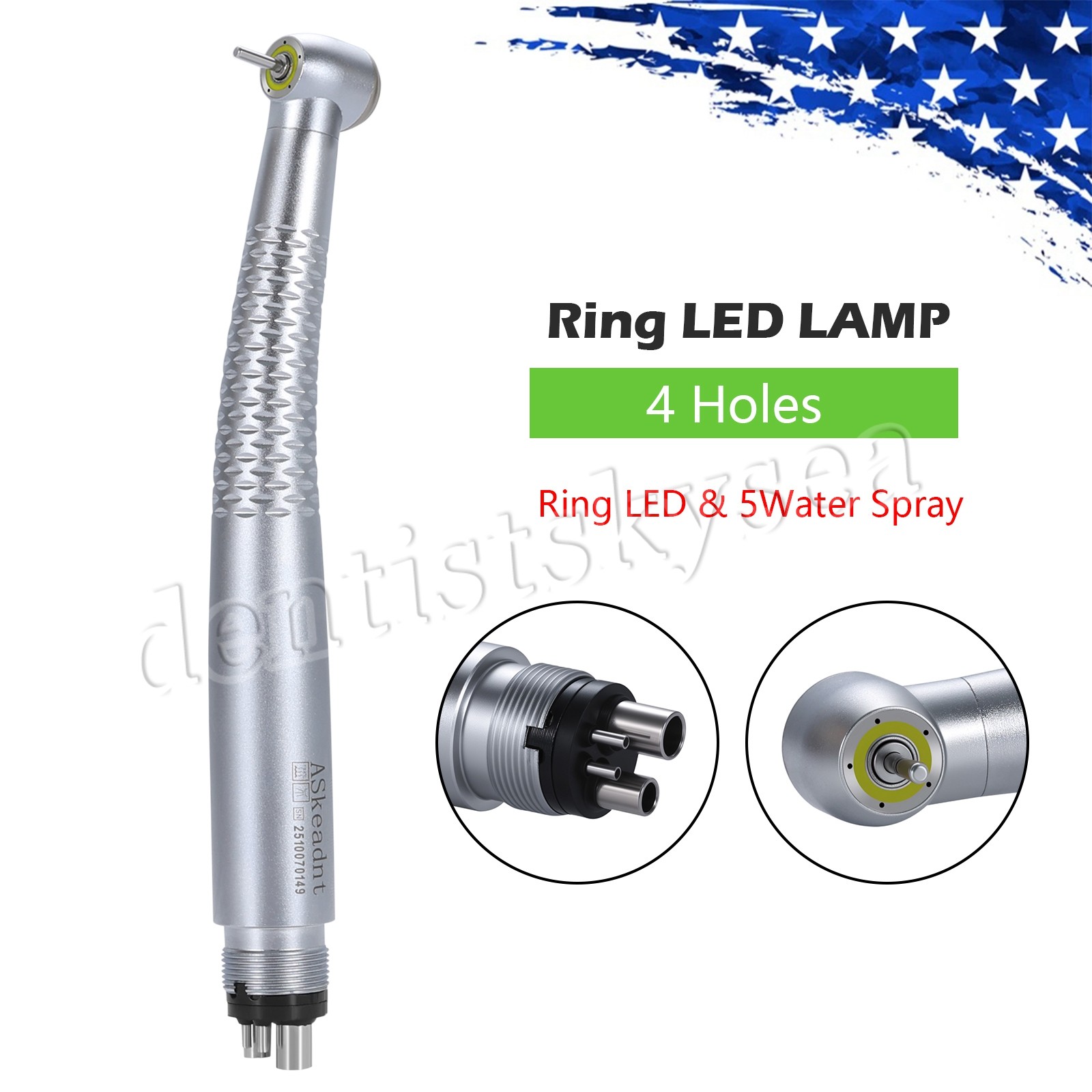 Handpiece High Speed Turbine Self Power LED Shadowless 4 Hole
