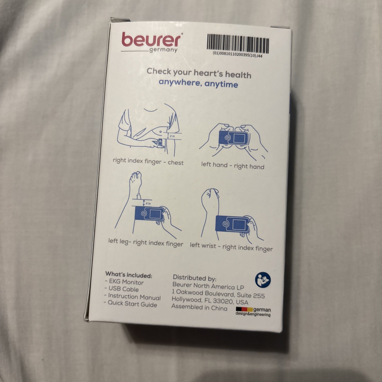 Beurer Cardio Companion 3-Lead Portable EKG Machine Monitor ME75 Bluetooth NEW
