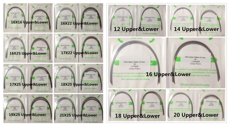 100Pc Dental Orthodontic Arch Wires Ovoid Wire Stainless Steel Rectangular Round