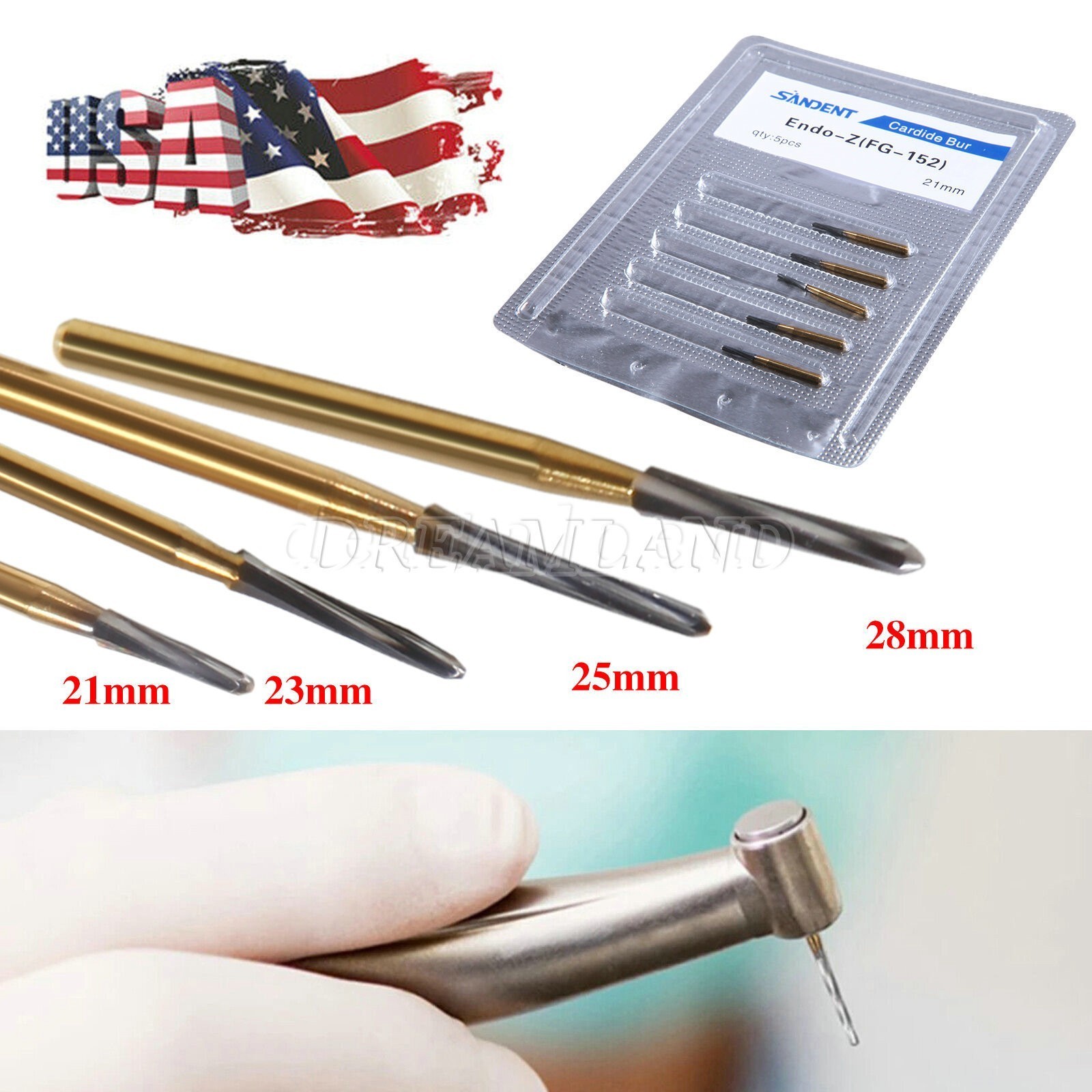 Dental Surgical Endo Zekrya Endo-Z Carbide Tungsten Drill FG Burs 21/23/25/28mm