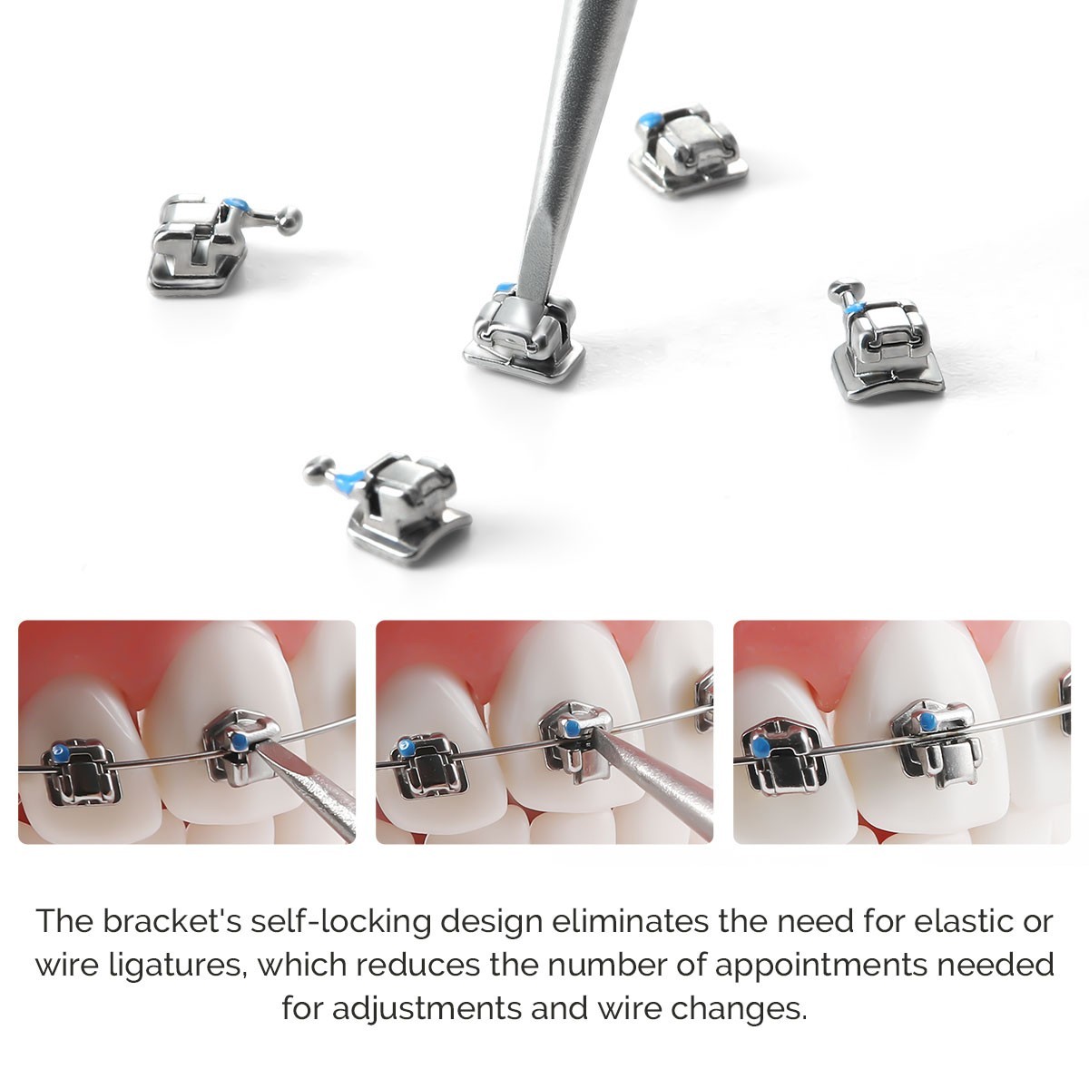 24pcs AZDENT Dental Ortho MIM Self Ligating Bracket Mini Roth.022 Hooks 345