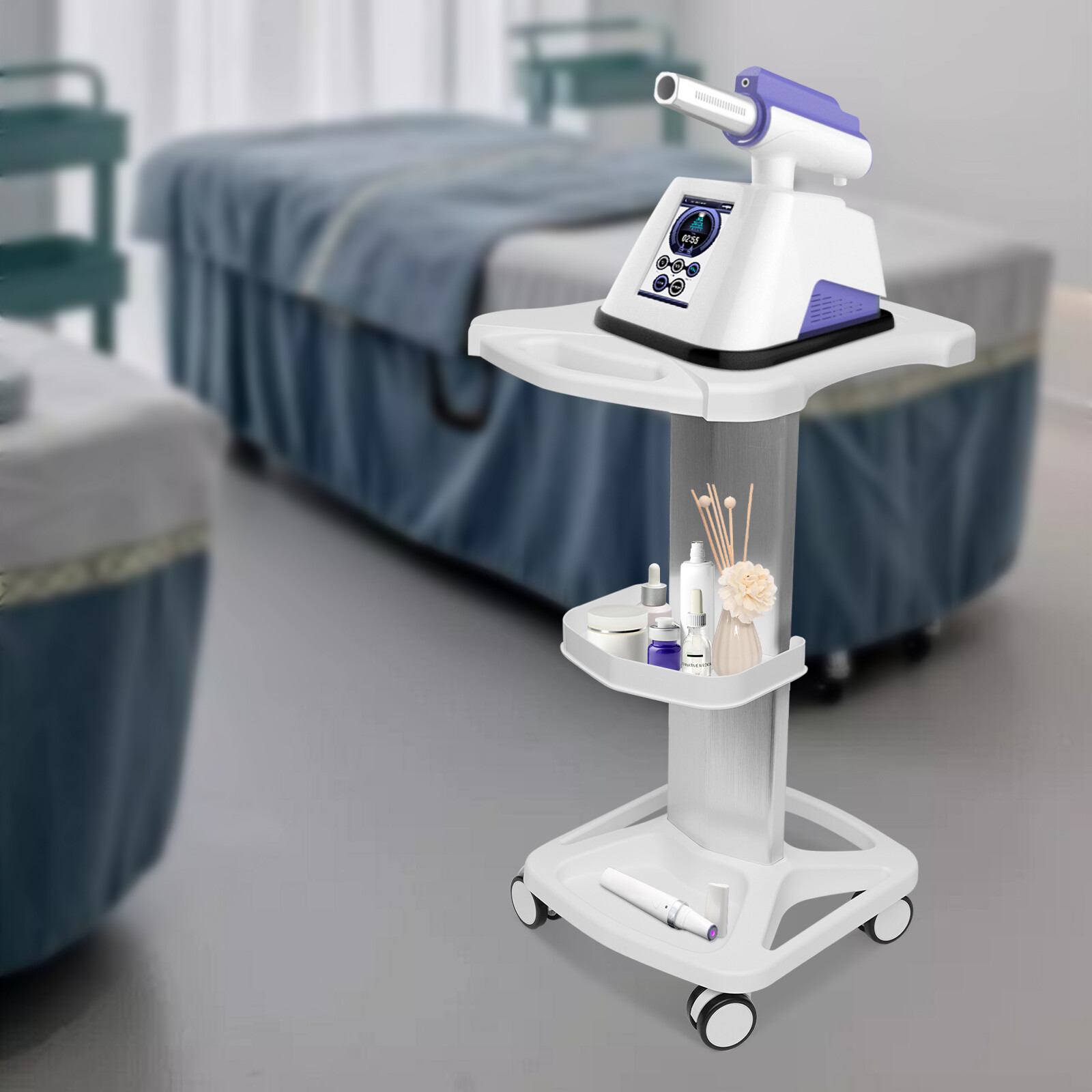 3 Tiers ABS Aluminum Alloy Medical Cart Mobile Lab Trolley Hospital Utility