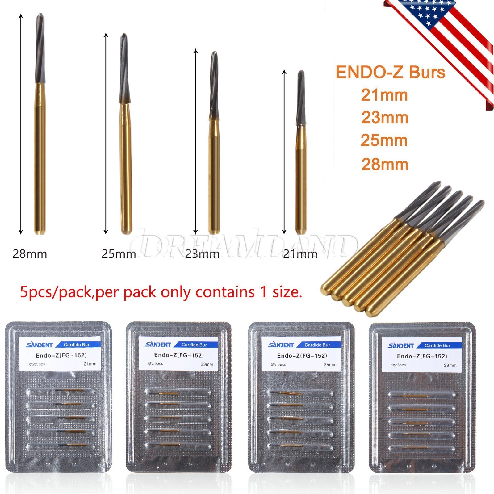 Dental Surgical Endo Zekrya Endo-Z Carbide Tungsten Drill FG Burs 21/23/25/28mm