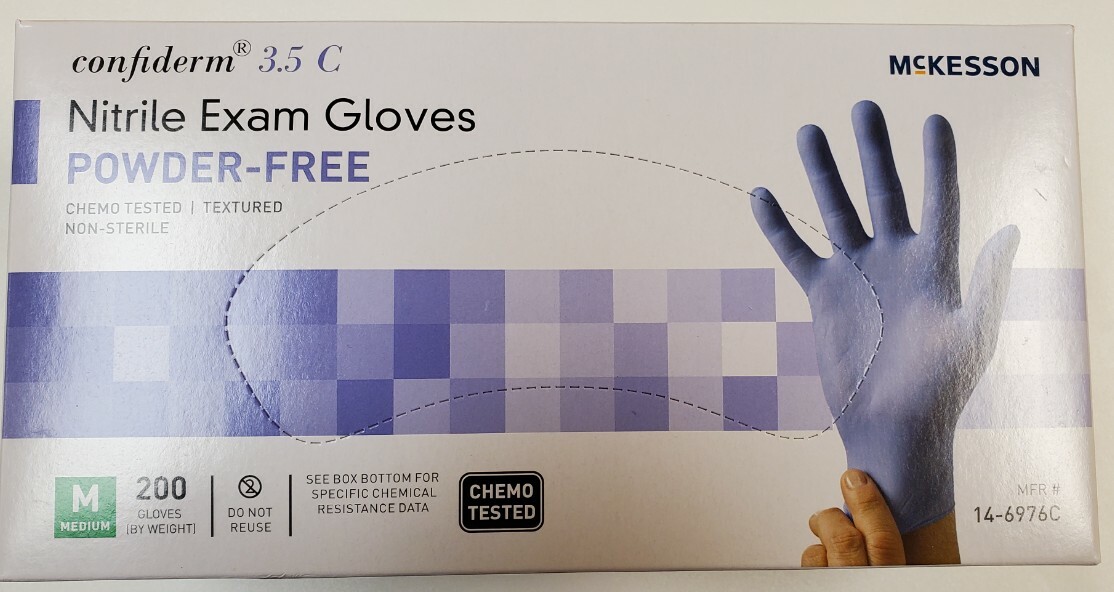 McKesson Confiderm 3.5C Exam Glove Powder Free MEDIUM 14-6976C 200 per Box