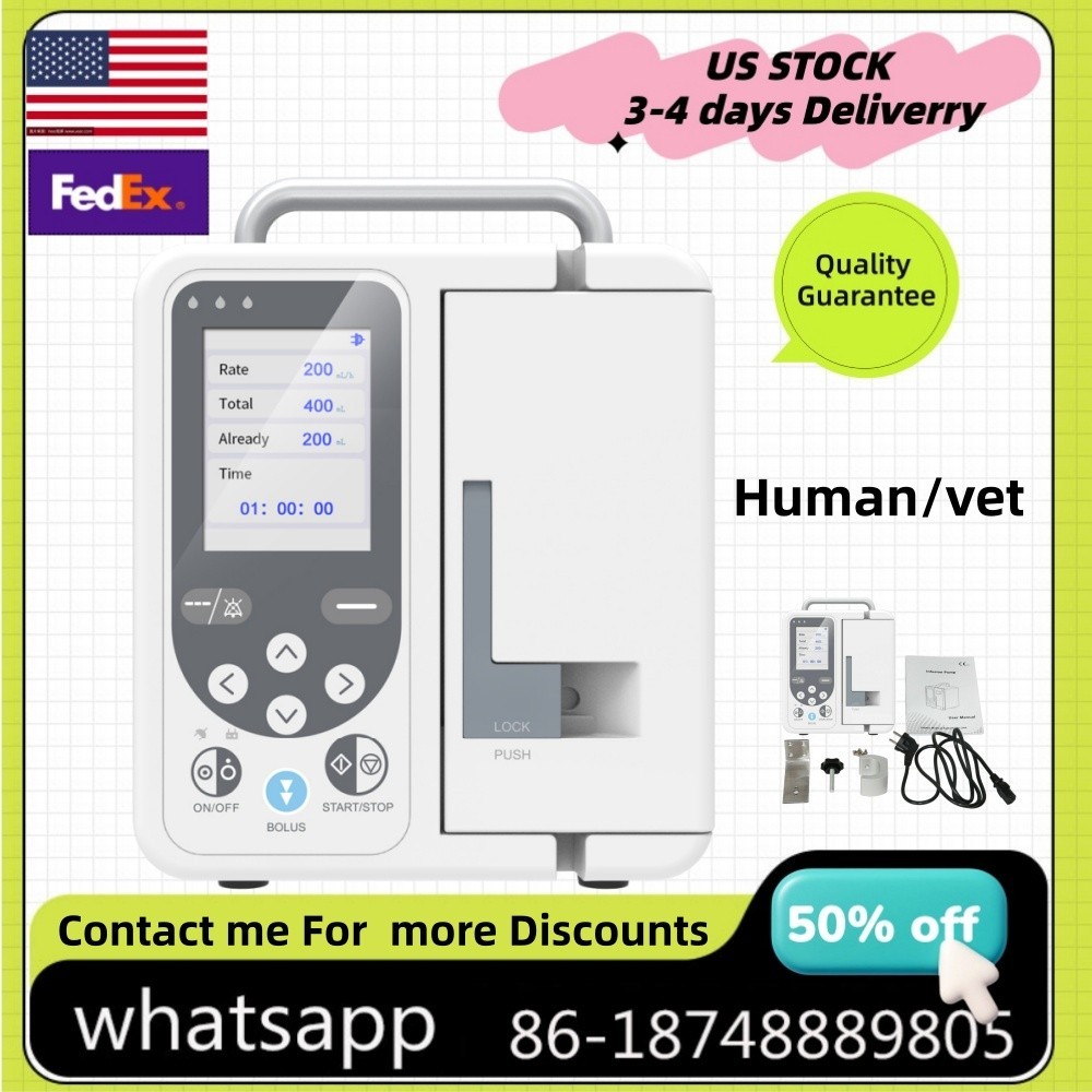 Human infusion pump 1-1200ml/h Adjustable, LCD, Built-in Battery Alarms New2026