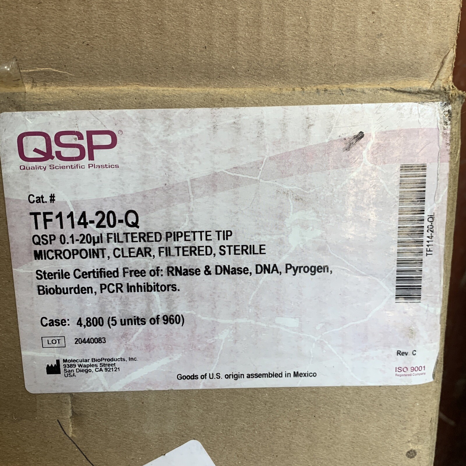 (960-Pack) QSP TF114-20-Q Sterile Filtered Pipette Tip 0.1-20uL Universal Fit