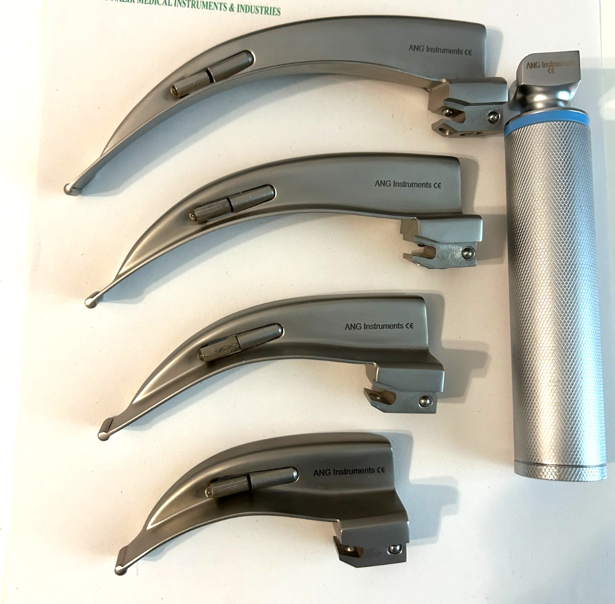Fiber Optic Laryngoscope Set, Macintosh, 4 Blades, Diagnostic, Larynx, Premium CE