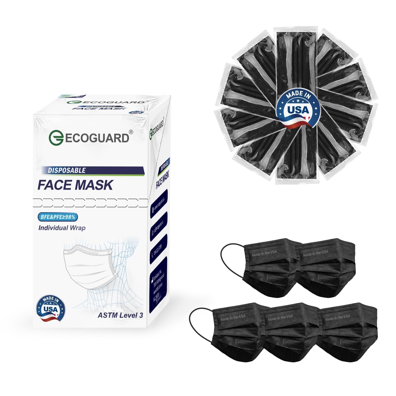 4 Ply Disposable Face Masks – ASTM Level 3 Medical Grade, Breathable, 50 Pack, B