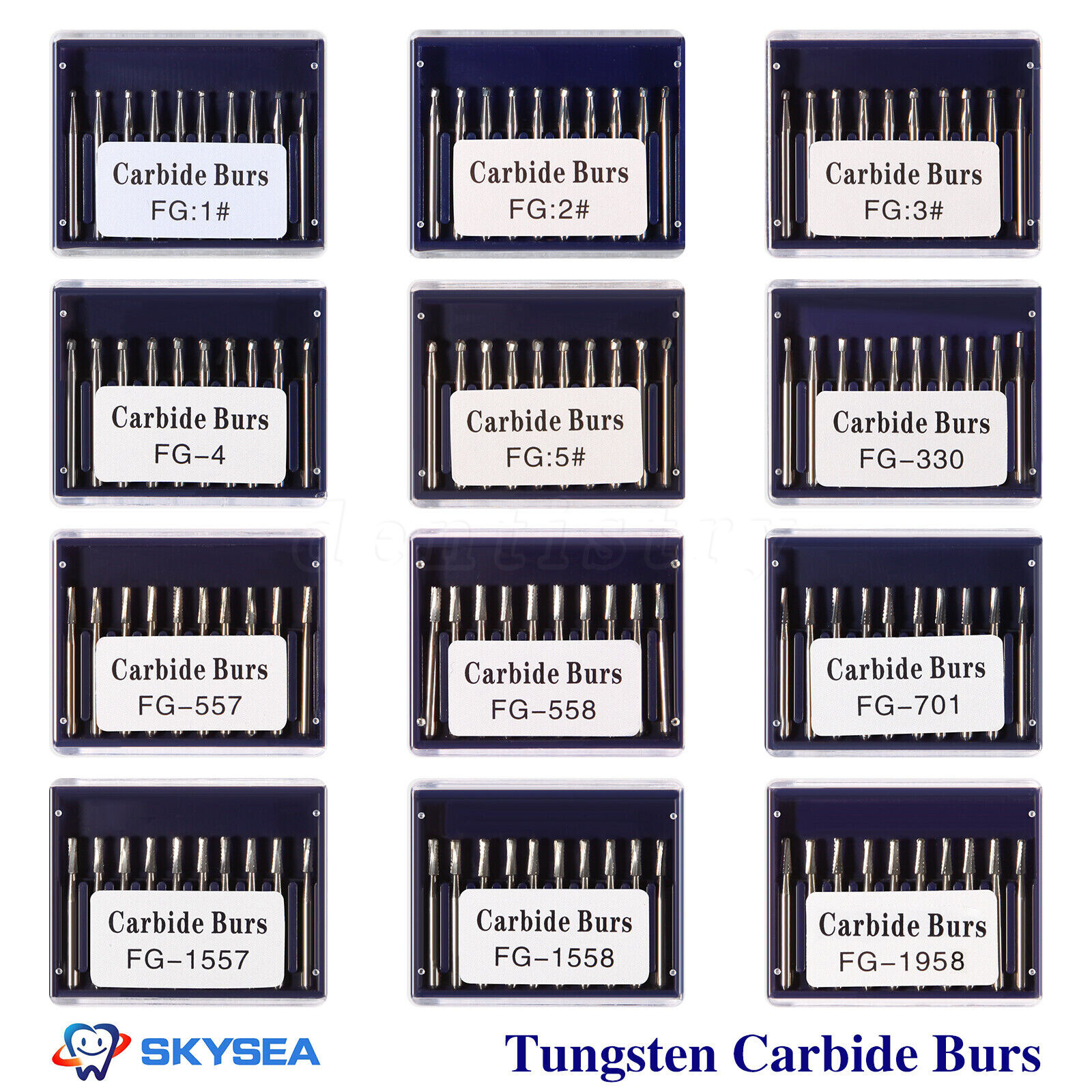 1-10 Box Dental FG Tungsten Carbide Burs Round For High Speed Handpiece OR