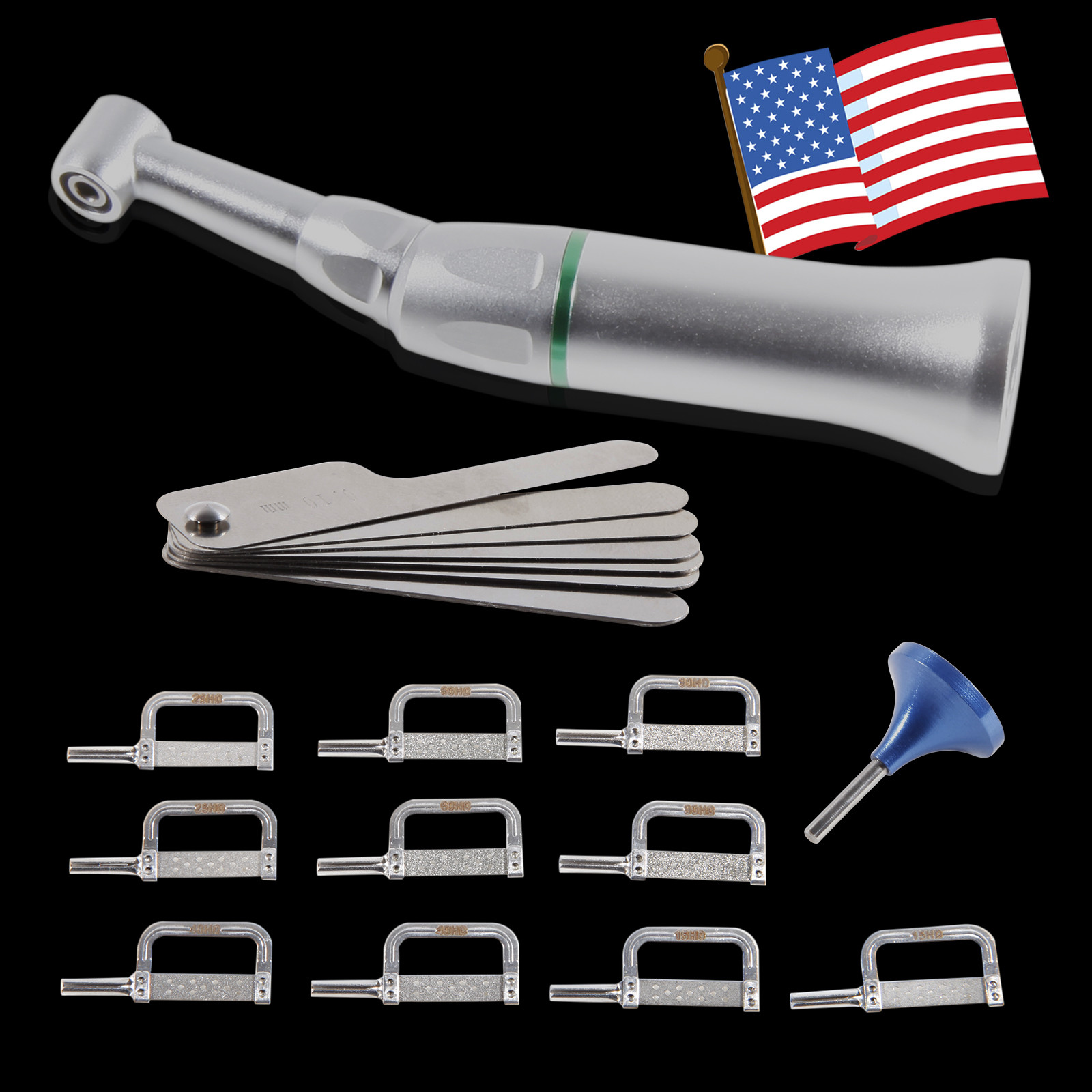 4:1 Reduction Dental Contra Angle Handpiece WITH 10 Interproximal Strips Kit