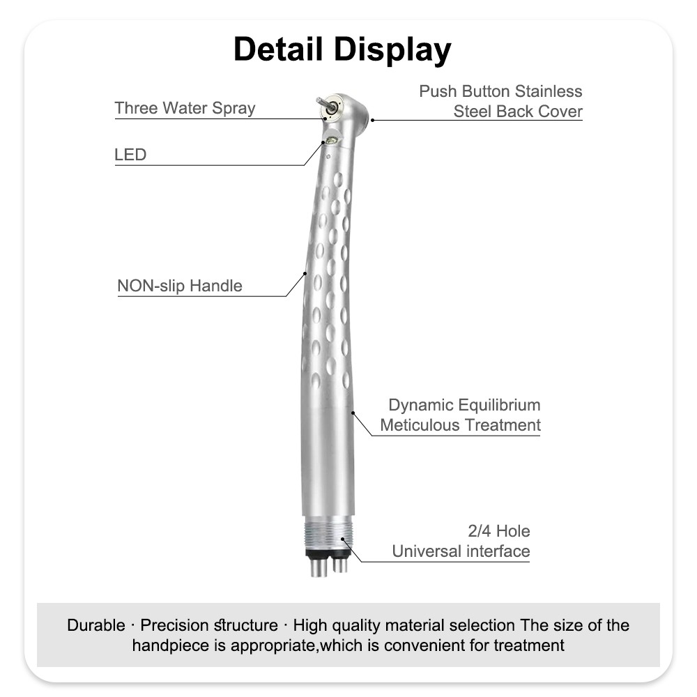 LED Dental E-generator High Speed Handpiece Push Button 2/4Hole Tip 3Water Spray