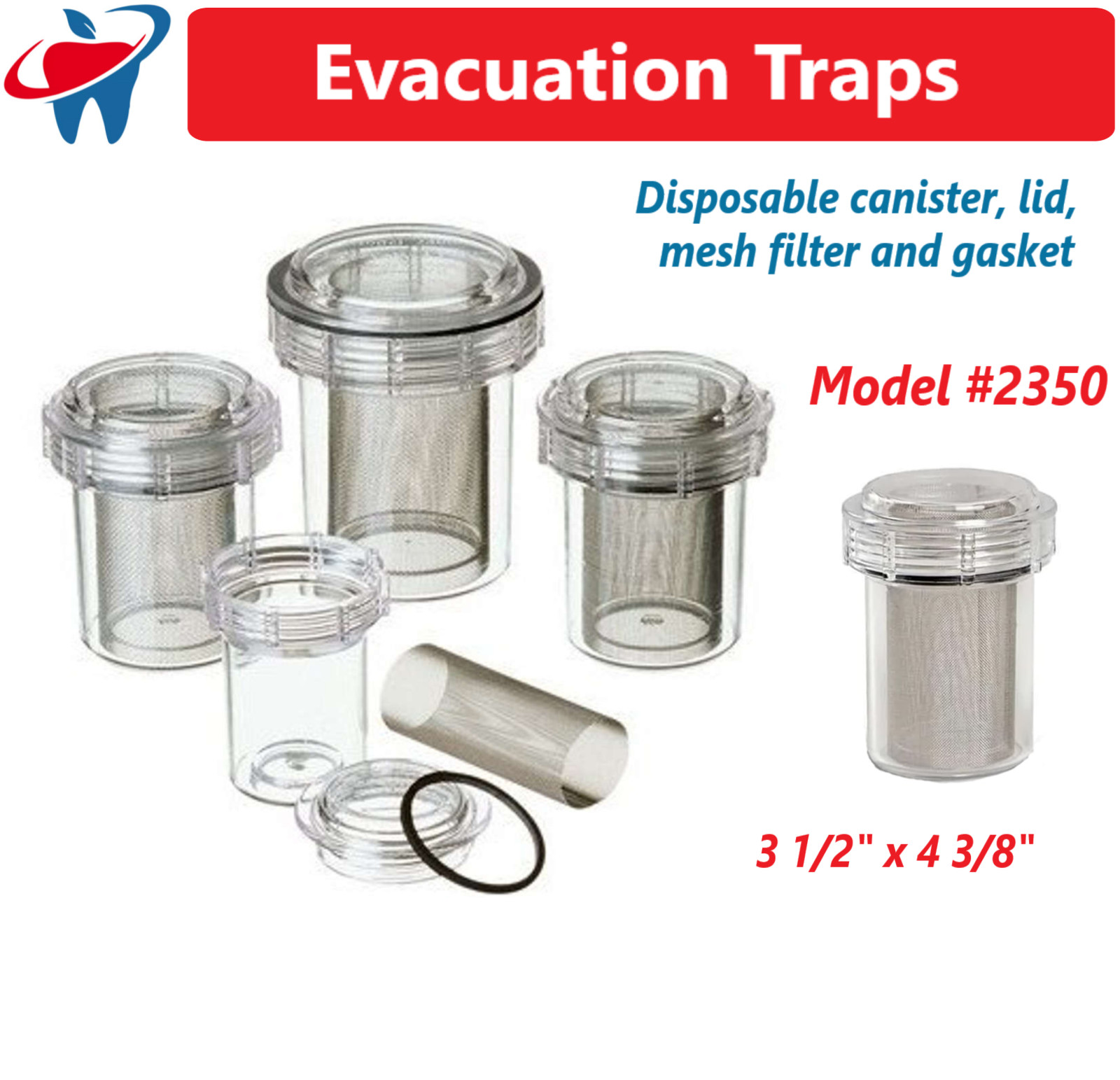 Dental Evacuation Trap Mesh Canister For Vacstar (new models), Apollo, #2350