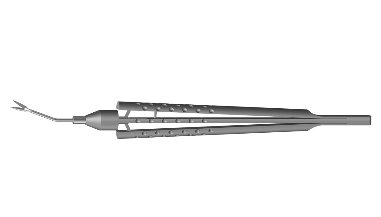 Osher Snyder IOL Scissors 18G SS 1.2mm Angled Shaft Serrated Lower Blade Inst