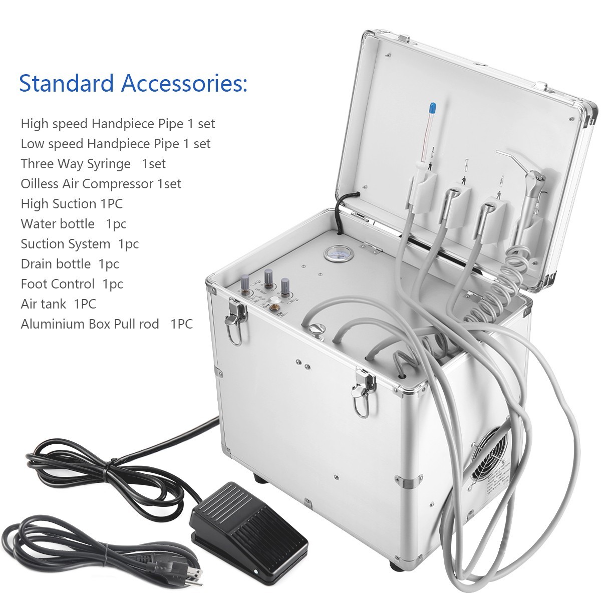 Portable Dental Unit with Air Compressor Suction System 65L/min/Folding Chair