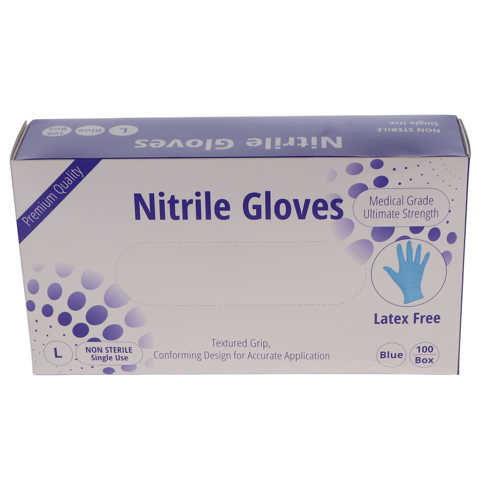 House Brand Dentistry 119133 Nitrile Exam Gloves Textured Blue 100/Bx Large