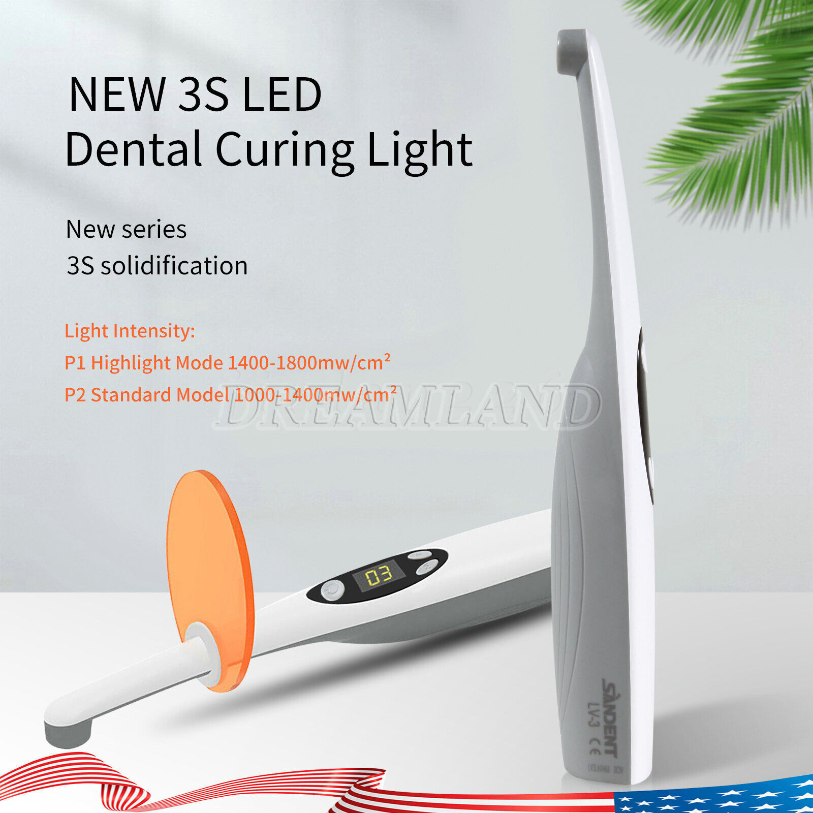 Lámpara Fotocurado Dental 3S Max 2200mw Lámpara de Resina fit Woodpecker DTE USA