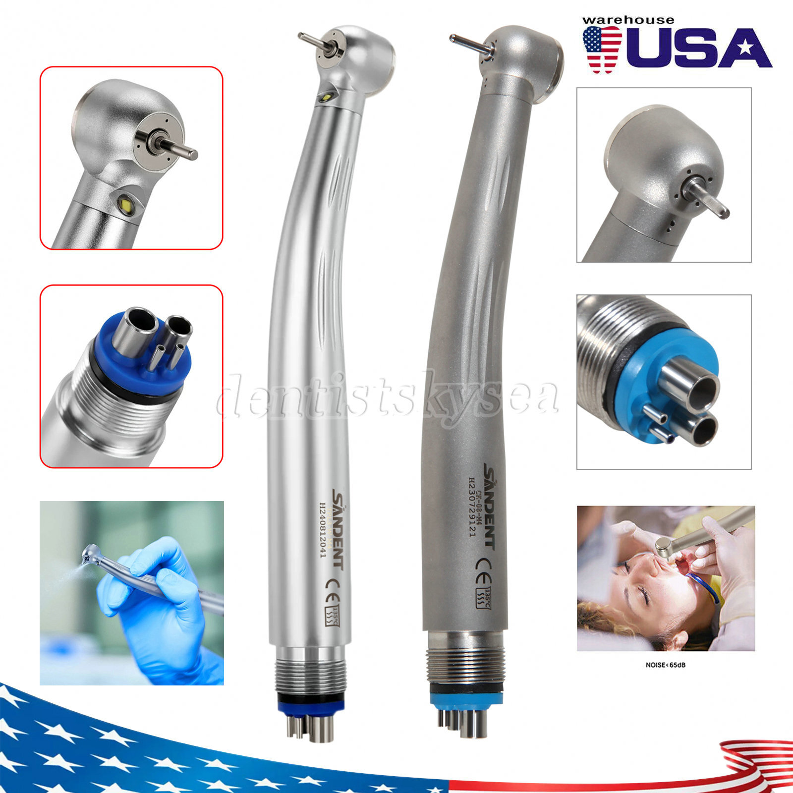 Dental LED E-generator / High Speed Handpiece 4H Ceramic Bearings Steel