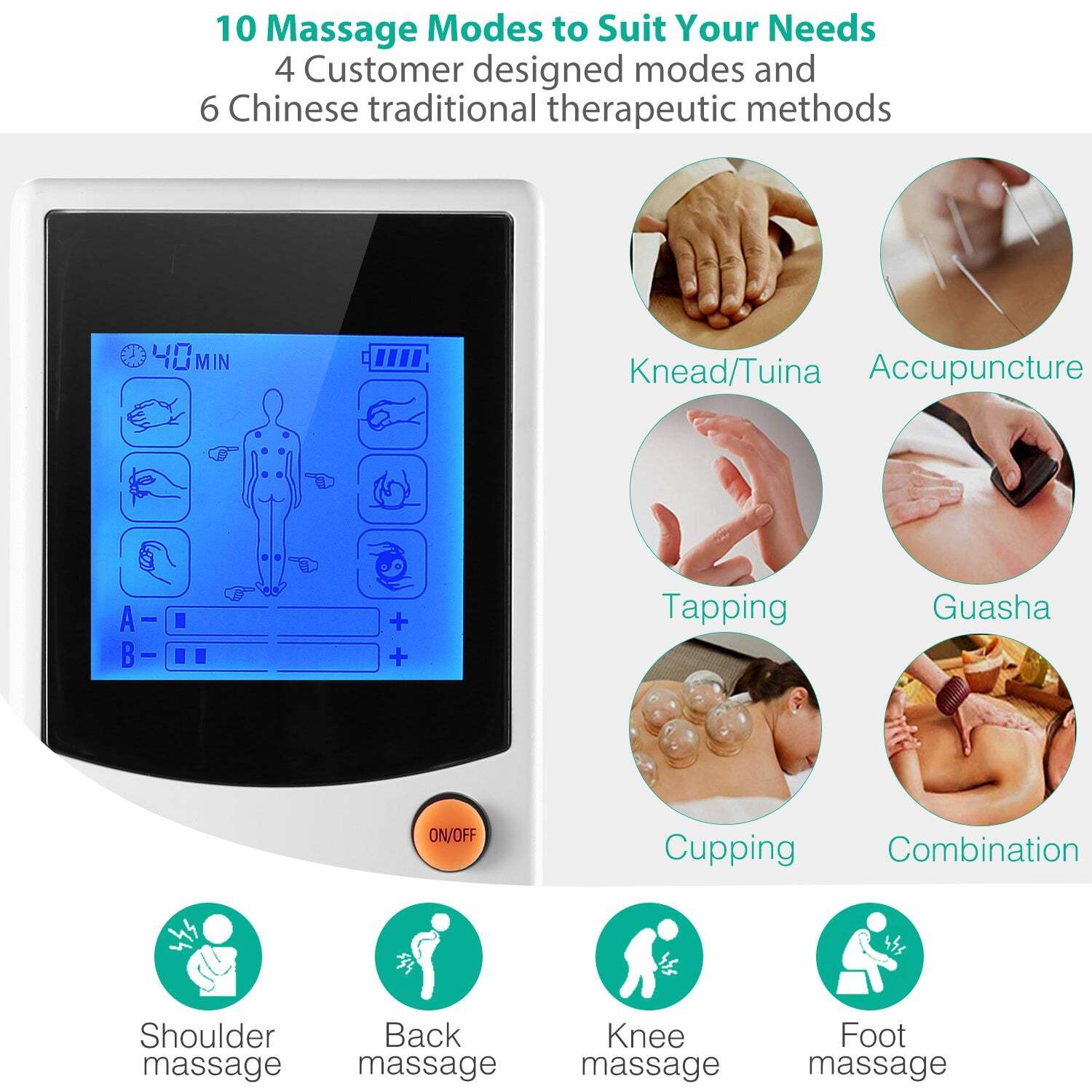 Tens Unit Machine Impulse Massager 10 Modes Pain Relief Body Massager Machine Mu