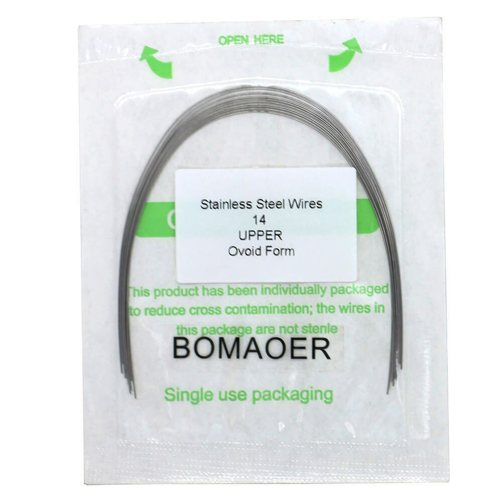 200Packs Dental Orthodontic Staineless Steel Round Arch Wire Ovoid Form 014Upper