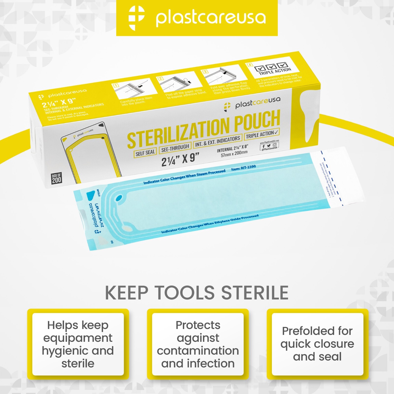 2.25″ x 8″ Self-Sealing Sterilization Pouches for Autoclave (Choose Quantity)