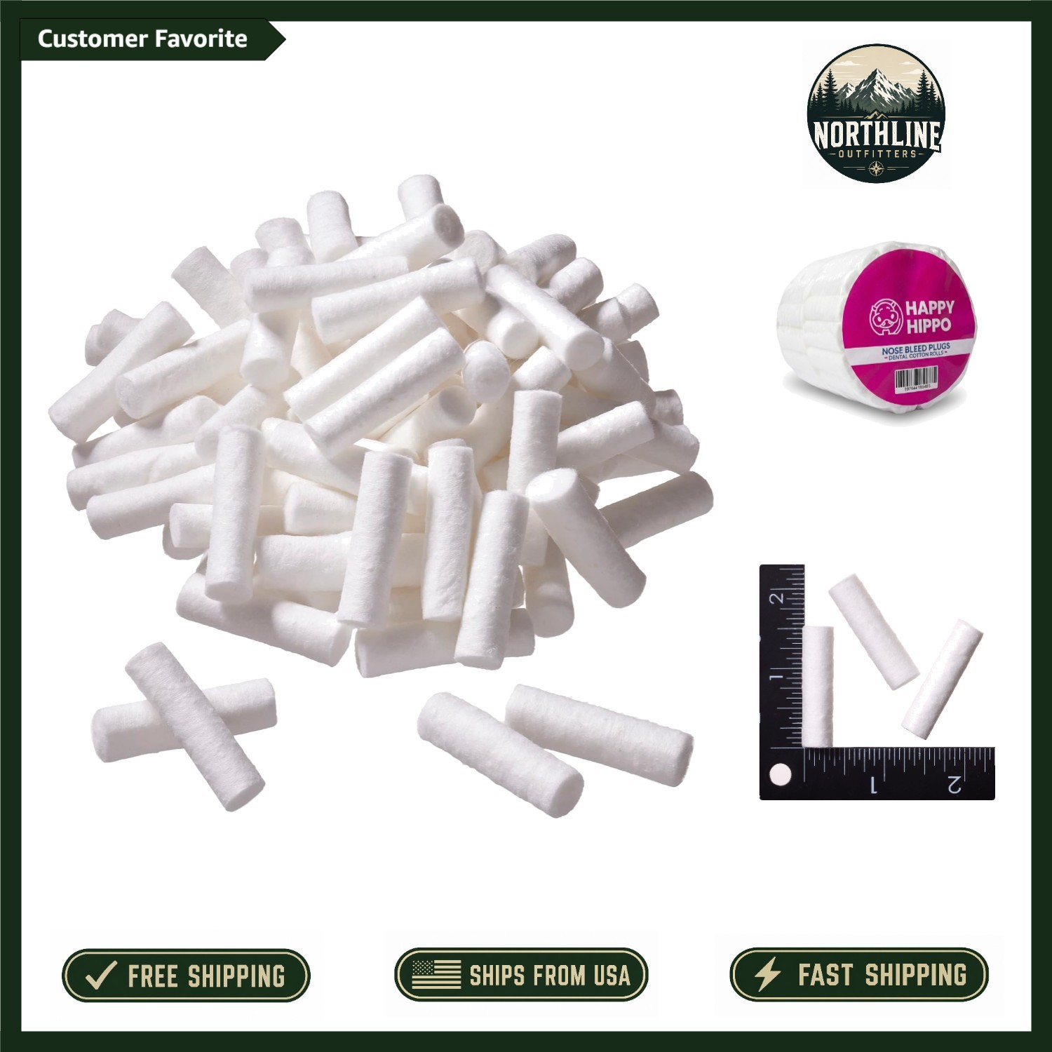 100 Count Extra Absorbent Cotton Rolls – Ideal Nosebleed Plugs for Family Travel