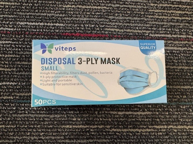 viteps Disposable 3-ply Blue Latex Free Face Masks 2 Boxes Of 50 (100 Masks)