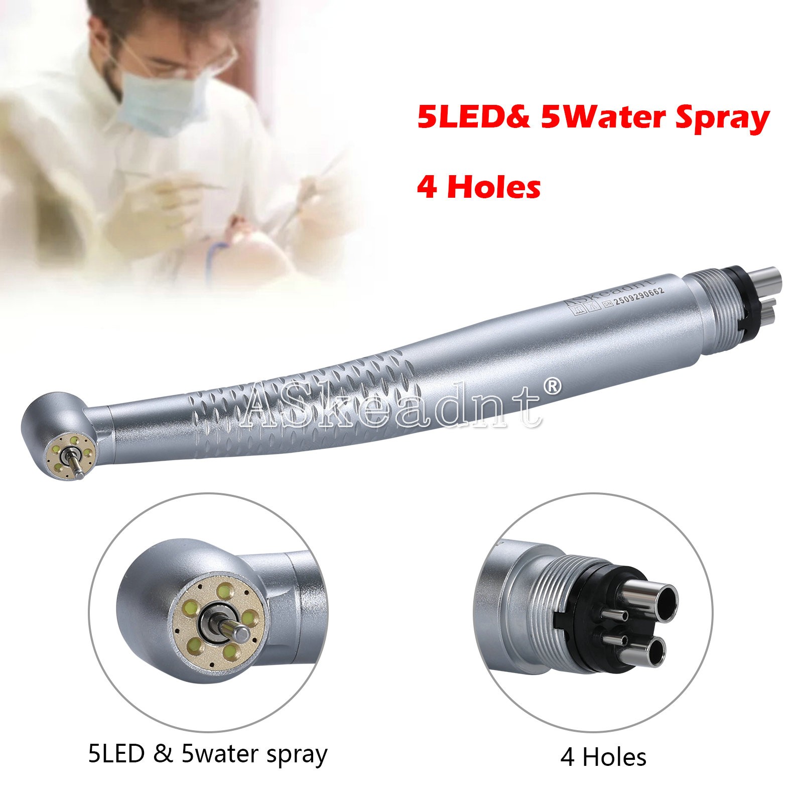Dental LED E-generator Shadowless Ring Ceramic Handpiece 5 Water Spary 4Holes