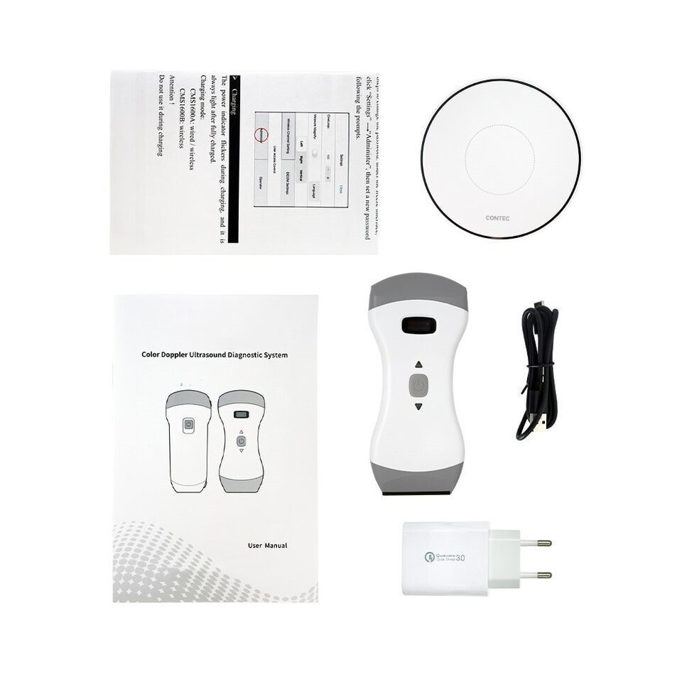 Wireless color Doppler ultrasound device with 3-in-1 convex probe
